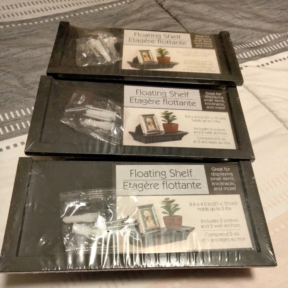 Three Black Floating Shelves